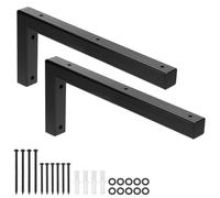 QWORK® 2x consola de metal resistente para lavabo, consola de pared angular de alta resistencia de 350 x 150 mm con material de fijación para lavabo y estante de pared - negro