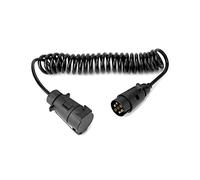 QWORK® 3 Metros 7 Pin Trailer Light Board Cable de extensión en Espiral Macho a Hembra Adaptador de Remolque para Coche Caravana camión