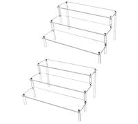 QWORK® 3 Niveles Soporte de Exhibición de Acrílico, 4 mm de Grosor, 30x21x15cm - Vitrina Expositora Transparente para Figuras Pop/Magdalenas/Perfumes (2 Piezas)