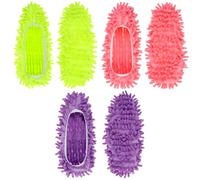QWORK® 3 pares/6 piezas de pantuflas de microfibra, cubiertas multiusos para zapatos para limpiar pisos, eliminar polvo y cabello