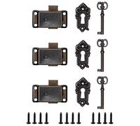 QWORK® 3 Piezas conjunto de cerradura antiguo, cerraduras retro con llaves, para joyeros, armarios, cajones,53 * 26mm