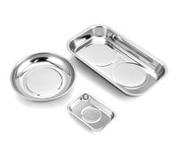 QWORK® 3 piezas juego de bandejas magnéticas para herramientas de acero inoxidable, para fijar clavos, tornillos y herramientas