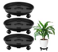 QWORK® 3 Piezas Soportes para Macetas Plástico, 30cm Soporte para Plantas con Ruedas Universales, Soporte Macetas Exterior, para Interiores y Exteriores