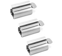 QWORK® 3 piezas toothpaste squeezer, tubo metálico exprimidor, exprimidor de pasta de dientes de acero inoxidable, ahorra pasta de dientes