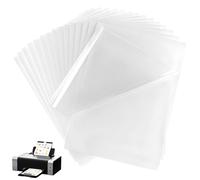QWORK® 30 Hojas Papel Adhesivo Vinilo Transparente A4 Imprimible para Impresoras Láser y de Inyección de Tinta