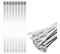 QWORK® 30 piezas Bridas Metalicas Autoblocantes 200 * 7.9mm, Acero Inoxidable 304, Carga hasta 120 kg, Resistencia a la Corrosión