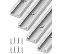 QWORK® 300mm T-Slot Track, Carril Guia en T de Aluminio para Tabla de Enrutador, 19 x 10 mm, 4 Piezas