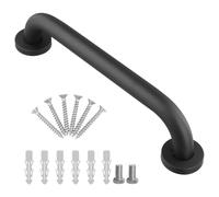 QWORK® 30CM Barra Agarre para Baño, Asidero Ducha Acero Inoxidable Negro con Tornillos Ocultos, para Baño, Cocina, Escaleras