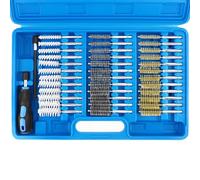 QWORK® 38 uds. Juego de cepillos redondos de nailon/acero inoxidable/latón, cepillos limpiapipas limpia-inyectores Ø8-19 mm con extensión de 150 mm para limpieza y desbarbado