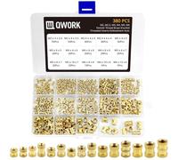 QWORK® 380 piezas tuercas moleteadas de rosca hembra, nserto roscado de latón M2 M2.5 M3 M4 M5 M6 para piezas de plástico piezas de impresora 3D por calor o ultrasónico