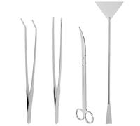 QWORK® 4 en 1 Acuarios paisajismo acuático Kit, Limpieza de acuarios Set, Tijeras, Pinzas y espátula de Acero Inoxidable Kit, para Acuario y pecera