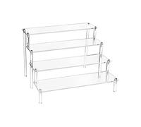 QWORK® 4 Niveles Soporte de Exhibición de Acrílico, 4 mm de Grosor, 30x25x20 cm - Vitrina Expositora Transparente para Figuras Pop/Magdalenas/Perfumes