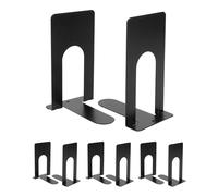 QWORK® 4 Pares de sujetalibros para estantes, sujetalibros de Metal, Negro, 130 mm, para Oficina, Libros de Biblioteca, útiles Escolares, estanterías