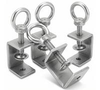 QWORK® 4 Piezas 304 acero inoxidable Anillos de Elevación C abrazadera, Sargentos C, Para Carpintería De Bricolaje, Soldadura, Ebanistería, Color Plateado