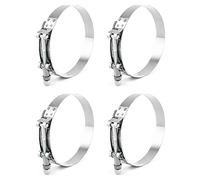 QWORK® 4 Piezas Abrazadera Escape, Abrazadera de Manguera Inoxidable para Tubo de Escape Moto, 108mm - 116mm