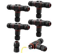 QWORK® 4 Piezas cajas de conexiones impermeables IP68, conector de cable de 3 vías, conector de cable en forma de T, adecuado para cables de 3-12 mm
