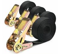 QWORK 4 Piezas Cinchas Correa trinquete, Correas de trinquete, 6 m x 25 mm, para Motocicleta, automóvil, Remolque, hogar