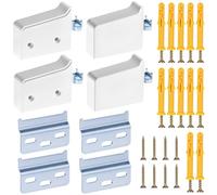 QWORK® 4 Piezas Colgadores de Armario Suspendido, Soportes Ajustables (15mm/10mm) con Placas de Pared y Tornillos, Carga 60kg, Herrajes para Muebles de Cocina y Armarios de Espejo, Blanco