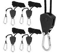 QWORK® 4 Piezas Cuerdas de trinquete con Ganchos - Capacidad de 68 kg - 2 m - Tensor Cuerda de Hierro Macizo para Plantas Colgantes, Luces, toldos