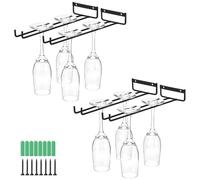 QWORK® 4 Piezas Estante para Copas de Vino, Colgador de Copas de Vino de Metal, Soporte para Copas de Vino, para Bar Cocina, Negro, 30cm