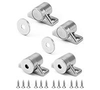 QWORK® 4 Piezas Imanes Puertas Armario, Imanes para Puertas, Aleación De Zinc, con Tornillos, Plateado, Adecuado para Cajones, Armarios De Cocina
