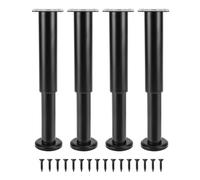 QWORK® 4 Piezas Patas Ajustables para Muebles de 18 cm a 32 cm, Acero, Tornillos incluidos, para Mueble de TV, Mueble, sofá, Negro