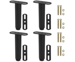 QWORK® 4 Piezas Patas para Muebles Altura Regulable 180mm-330mm para Somieres Sofas Armarios - Negro
