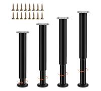 QWORK® 4 Piezas Patas para Muebles, Patas para Muebles Ajustables en Altura 25-40 cm, Negro Patas para Muebles, para sofá, Cama, Armario