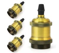 QWORK® 4 Piezas Portalámparas E27, Portalámparas Vintage, Adaptador de Portalámparas con Tornillo de Latón, para Tiendas de Ropa, Bares, Cafeterías