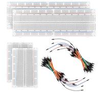 QWORK® 4 Piezas protoboard kit, 2 x 830 puntos y 2 x 400 puntos de conexión placa de pruebas, 130 cables de puente flexibles para creación de prototipos