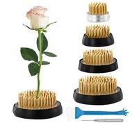QWORK® 4 Piezas Rana de Flores, Arreglos Florales Redondos Rana, Soporte Redondo para Flores de Cobre con Base de Acero Inoxidable, para Floristerías, Oficinas y Jardines