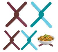 QWORK® 4 Piezas Salvamanteles de Silicona, Salvamanteles Plegables y Resistentes al Calor, para Tazas, Platos, Maceta
