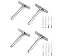 QWORK 4 Piezas Soportes de Estantería Flotante Invisible 100mm Soporte Baldas Pared con Tornillos para Estanterías y Decoraciones de Pared