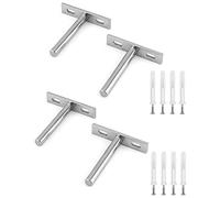 QWORK® 4 Piezas Soportes de Estantería Flotante Invisible 75mm Soporte Baldas Pared con Tornillos para Estanterías y Decoraciones de Pared