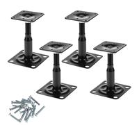 QWORK® 4 piezas soportes de poste elevado ajustable, soporte de techo de 100-150 mm para pérgolas, balcones, acero galvanizado, negro