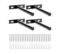 QWORK® 4 Piezas Soportes Estantería Invisible - 125mm - Hierro Macizo - para Estante de Madera y Decoraciones de Pared
