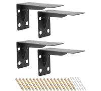 QWORK® 4 Piezas soportes estanterias pared - 90 grados - 140 x 100 mm - acciaio solido - Capacità di carico 120 kg - nero opaco