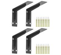 QWORK® 4 Piezas soportes estanterias pared - 90 grados - 240 x 145 mm - acciaio solido - Capacità di carico 120 kg - nero opaco
