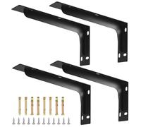 QWORK® 4 Piezas soportes estanterias pared - 90 grados - 290 x 145 mm - acciaio solido - Capacità di carico 120 kg - nero opaco