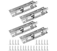 QWORK® 4 Pzs Pestillo Puerta Cerrojo Puerta de Acero Inoxidable con Tornillos para Puertas de Dormitorio/Baño/Jardín/Cobertizo - 72mm x 35mm