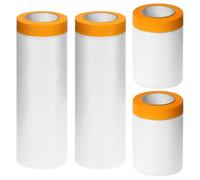 QWORK® 4 Rollos Película Protectora de Plástico contra el Polvo, 2 tamaños 55cmx20m/150cmx20m Película de Enmascarar con Cinta Autoadhesiva, para Pintar, Decorar, Cubrir Muebles