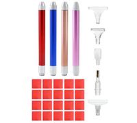 QWORK® 40 Piezas Kit Diamond Painting, 4 Bolígrafo Diamond Painting LED con 16 Cabezas de Bolígrafo y 20 Arcilla de Pegamento para Arte de Uñas y Punto de Cruz