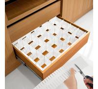 QWORK® 40 Piezas separadores de cajones, 35x7cm divisores de cajones ajustables, separador cajones blancos, para cómoda, cocina, dormitorio, armario
