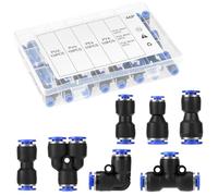 QWORK® 46 Piezas Conector de Manguera de Aire de Empuje Rápido Neumático, Conectores Recto/Codo/T/Divisor de 6 mm y Reductores de 4-6, 4-8, 6-8 mm