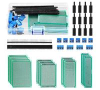 QWORK® 46 Piezas Juego de placas de circuito, PCB placa prototipo de doble cara, kit de placa PCB con tiras macho/hembra y terminales de tornillo