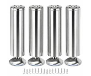 QWORK® 4X Patas Ajustables para Muebles - 20 cm,10 mm Ajustable, Acero Inoxidable - Capacidad de Carga 200 kg - para Mesa, Armario, sofá, Cama