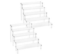 QWORK® 5 Niveles Soporte de Exhibición de Acrílico, 4 mm de Grosor, 32x30x25cm - Vitrina Expositora Transparente para Figuras Pop/Magdalenas/Perfumes (2 Piezas)