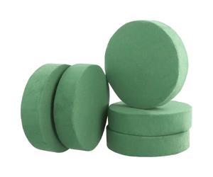 QWORK® 5 Pieza Cilindros de Espuma Floral de 16.5 x 4 cm para Arreglos, Espuma Floral Húmeda en Color Verde, Ideal para Bodas y Celebraciones
