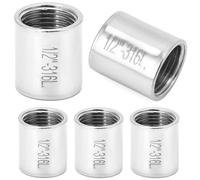 QWORK® 5 piezas accesorios de rosca de acero inoxidable 316, 1/2", resistente a la corrosión, adecuado para agua, gas, aceite y otros medios