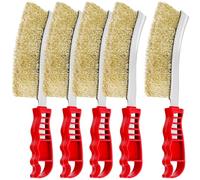 QWORK® 5 Piezas cepillos de alambre latón, cepillos para parrilla con mango largo, para eliminar óxido y pintura